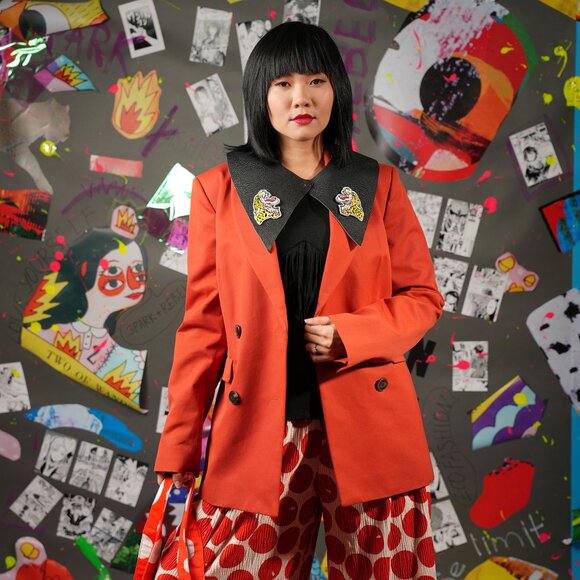 Kotn Orange Oversized Blazer – Sustainable Fashion, Size S, 100% Cotton - Picture 1 of 12